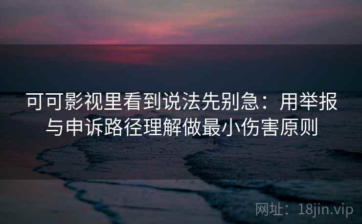 可可影视里看到说法先别急：用举报与申诉路径理解做最小伤害原则