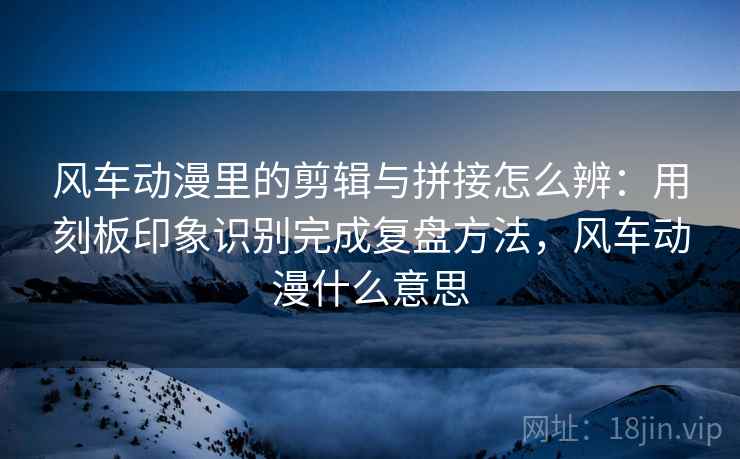 风车动漫里的剪辑与拼接怎么辨：用刻板印象识别完成复盘方法，风车动漫什么意思