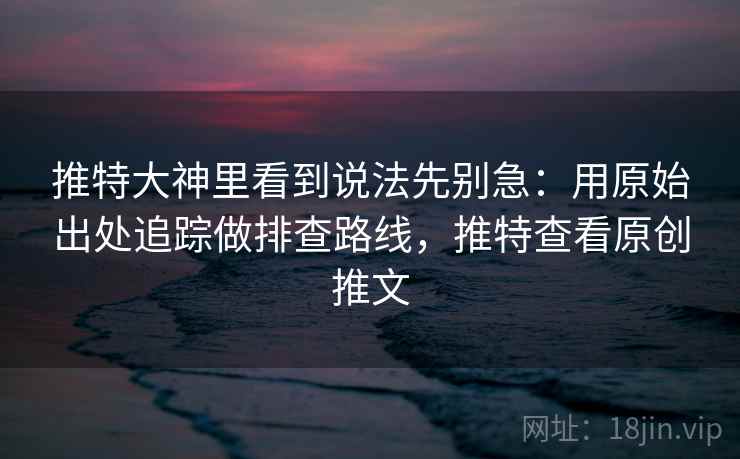 推特大神里看到说法先别急：用原始出处追踪做排查路线，推特查看原创推文