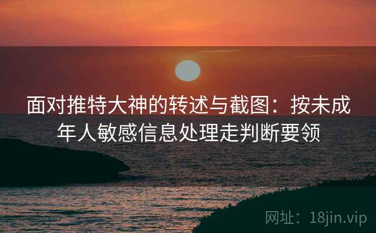 面对推特大神的转述与截图：按未成年人敏感信息处理走判断要领