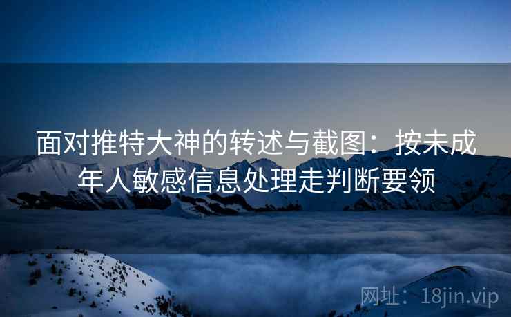 面对推特大神的转述与截图：按未成年人敏感信息处理走判断要领